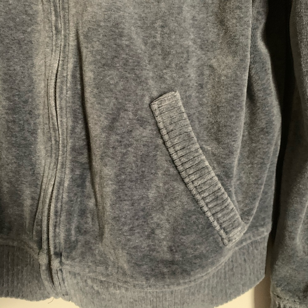 Lauren Ralph Lauren Velour Cotton Dark Gray Zip Up Hoodie Size Petite Small - Picture 3 of 8